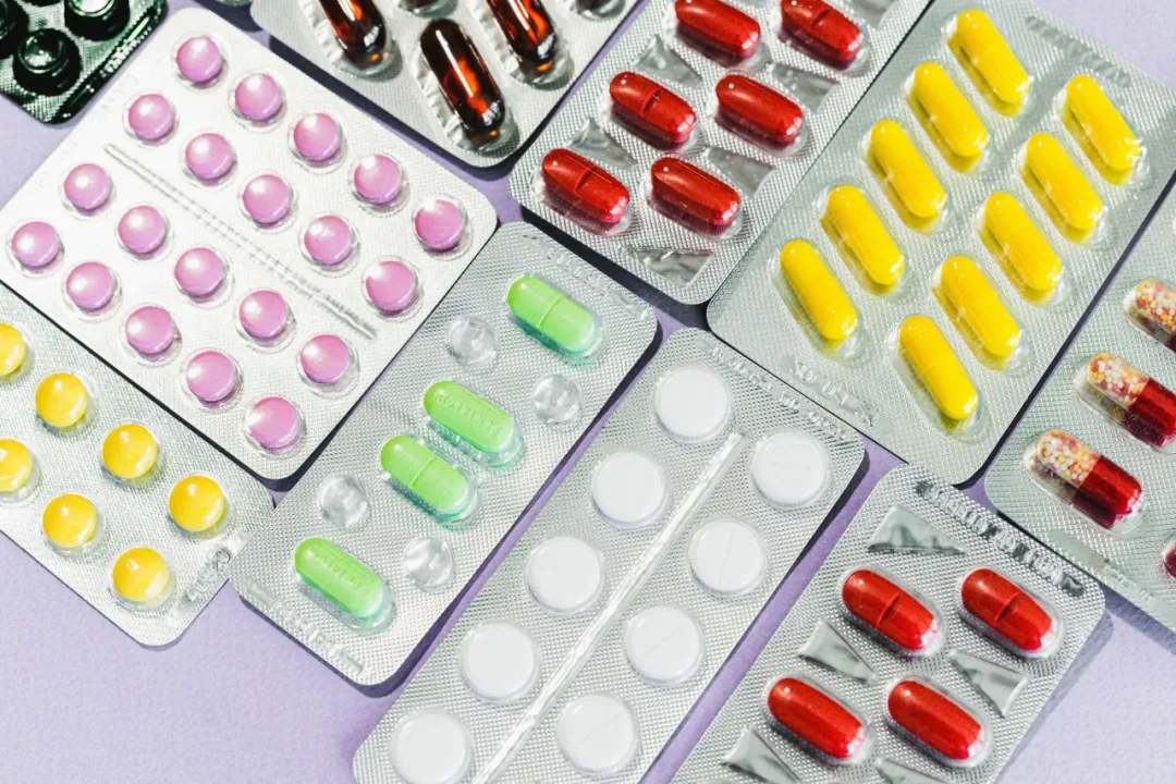 Colorful blister packs of advanced oncology medications